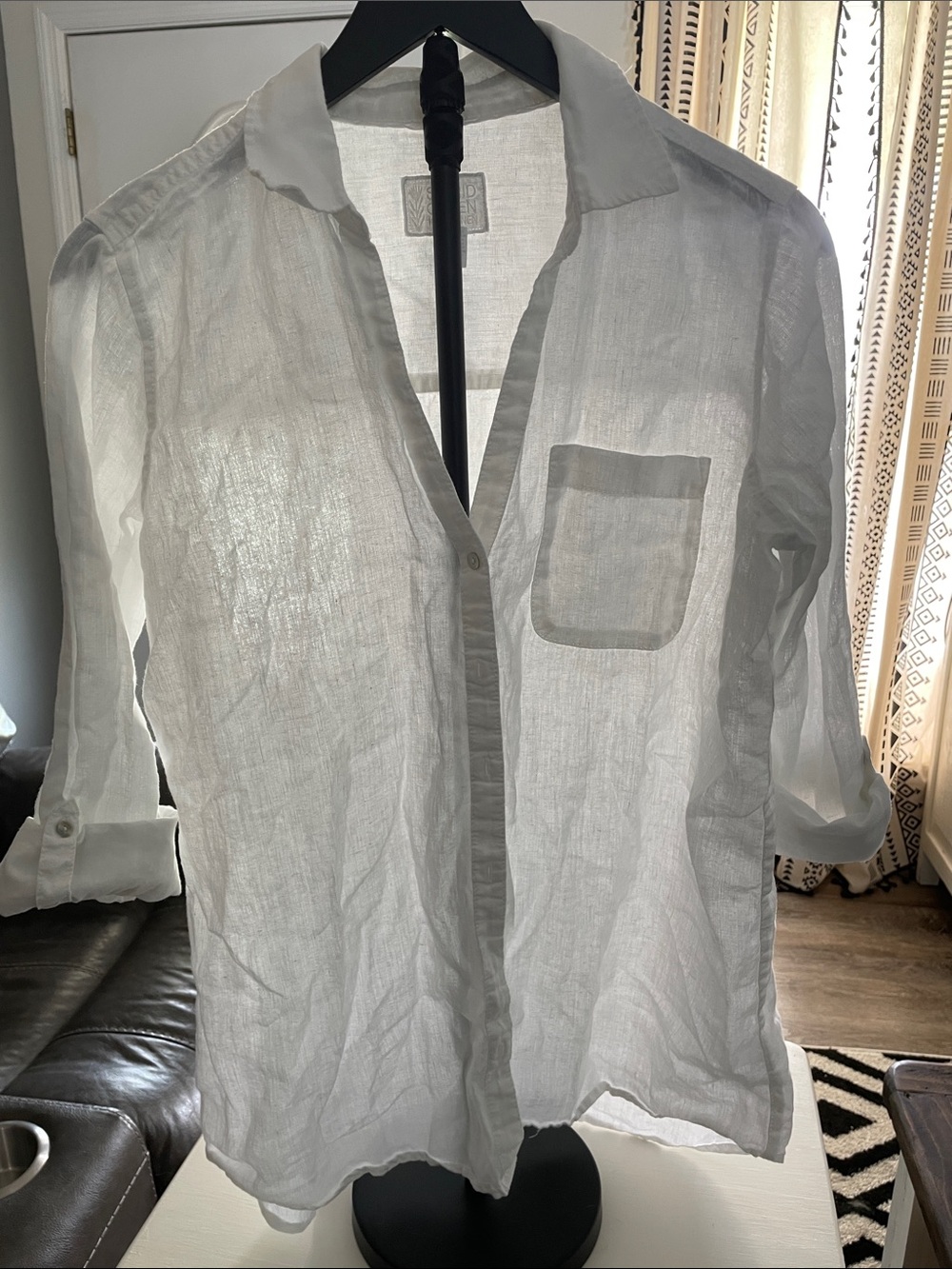 Sigrid Olsen Women’s White Linen Button-Down Shirt (0068)